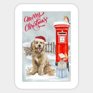 Goldendoodle Merry Christmas Santa Dog Sticker